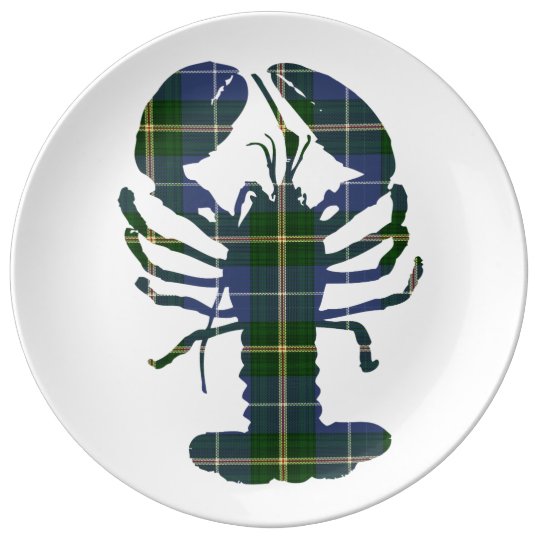 Cute Lobster tartan Nautical beach decor plate