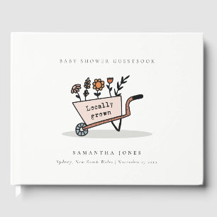 Cute Locally Grown Blush Floral Cart Baby Shower Guest Book