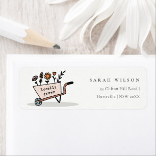 Cute Locally Grown Blush Pink Floral Cart Address Return Address Label