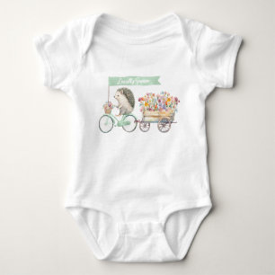 Cute Locally Grown Florals & Hedgehog Baby Bodysuit