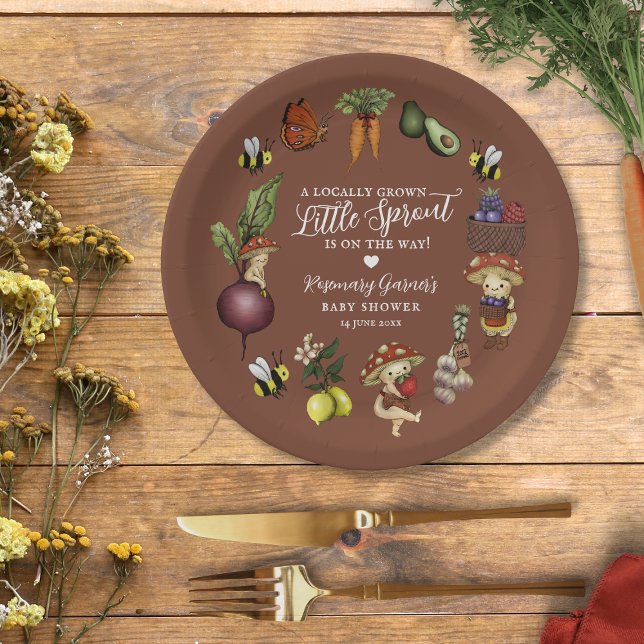 Cute Locally Grown Little Sprout Baby Shower Paper Plate (Creator Uploaded)