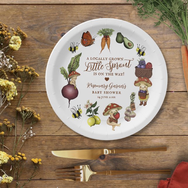 Cute Locally Grown Little Sprout Baby Shower Paper Plate (Creator Uploaded)