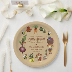 Cute Locally Grown Little Sprout Baby Shower Paper Plate