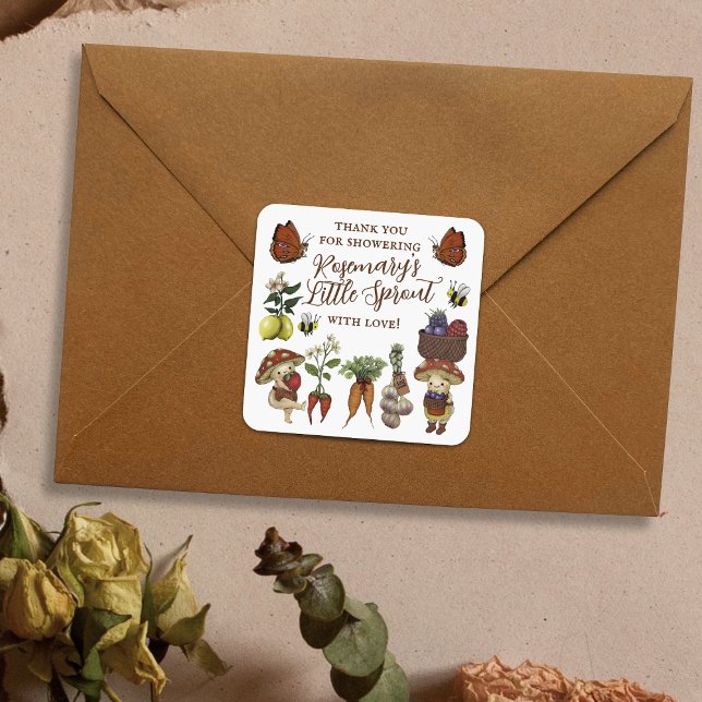Cute Locally Grown Little Sprout Baby Shower Square Sticker (Creator Uploaded)