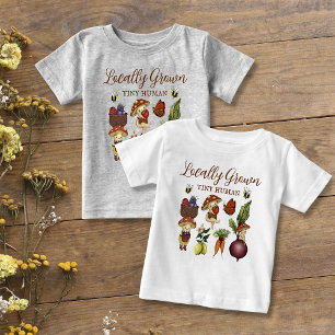 Cute Locally Grown Little Sprout Mushroom and Veg Baby T-Shirt