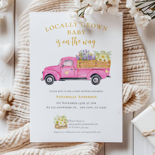 Cute Locally Grown watercolor Baby Shower Invitation
