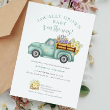Cute Locally Grown watercolor Neutral Baby Shower
