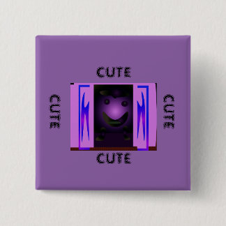 CUTE_LOGO_PINK_BLACK 15 CM SQUARE BADGE