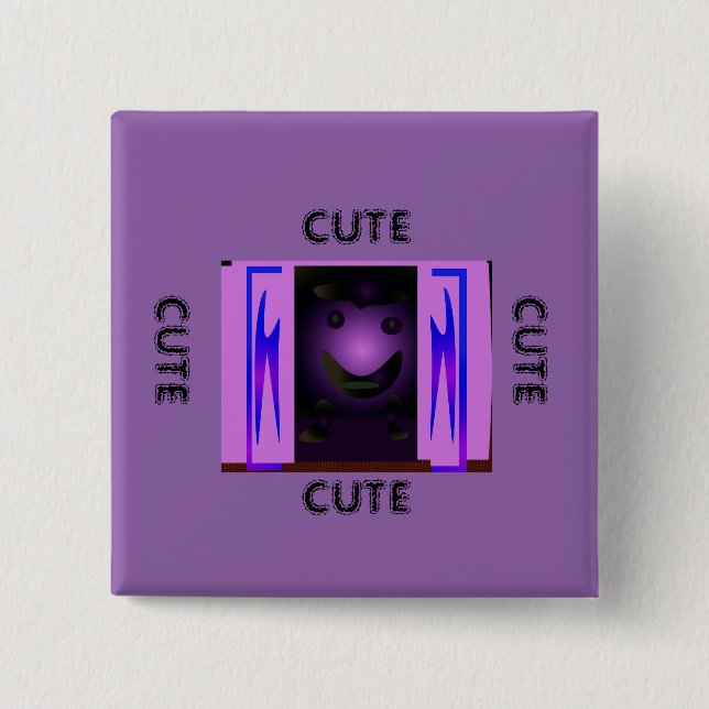 CUTE_LOGO_PINK_BLACK 15 CM SQUARE BADGE (Front)