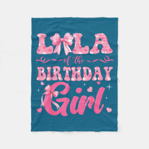 Cute Lola Birthday Family Pink Coquette Fleece Blanket