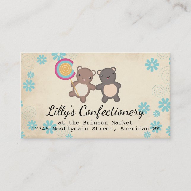 cute lollipop bears friends candy making business card (Front)