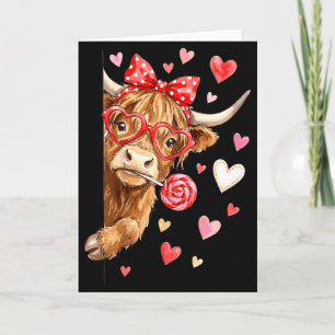 Cute Lollipop Highland Cow Valentines Day Heart Su Card