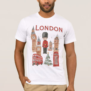 Cute London City – British Guard, Big Ben & Bus T-Shirt