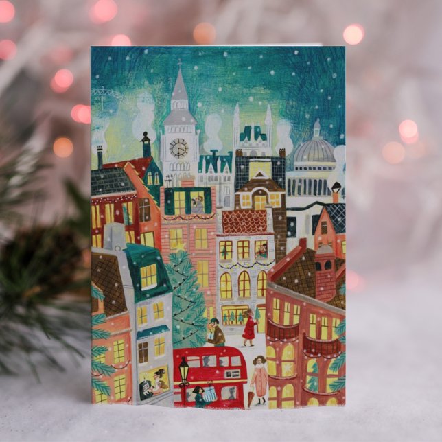 Cute London City in the Snow Christmas Holiday Card (Creator Uploaded)