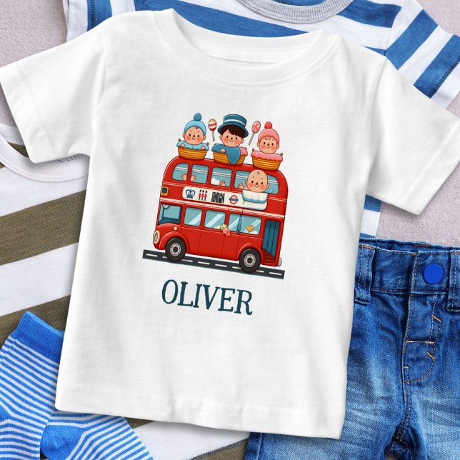 Cute London Double Deck Bus and Charming Babies Baby T-Shirt (Creator Uploaded)