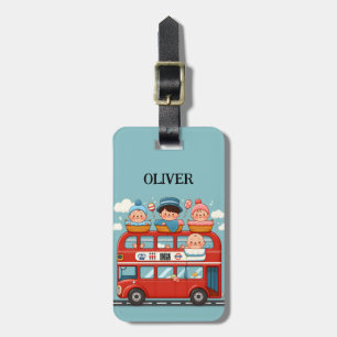 Cute London Double Deck Bus and Charming Babies Luggage Tag