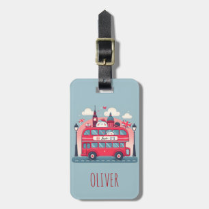 Cute London Double Deck Bus Luggage Tag