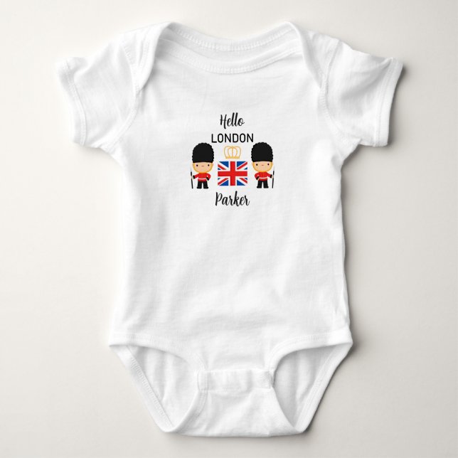 Cute London Guards Baby Boy Name England Bodysuit (Front)