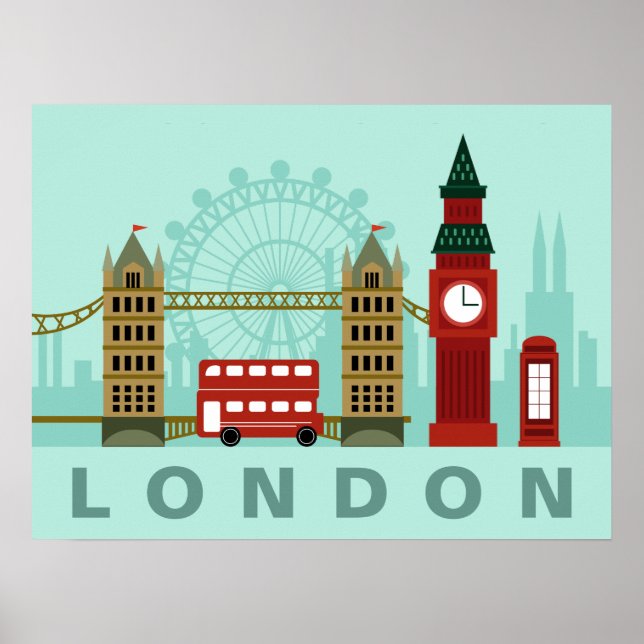 Cute London Illustration poster (Front)