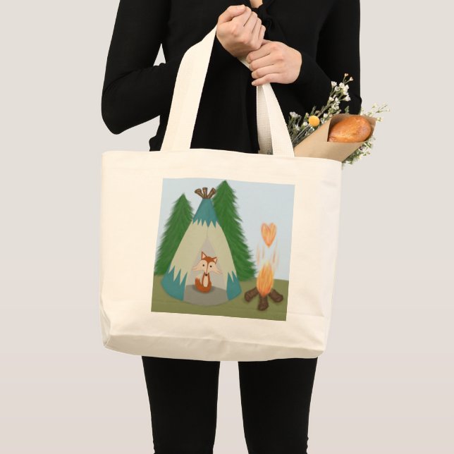 Cute Lone Fox Large Tote Bag (Front (Product))
