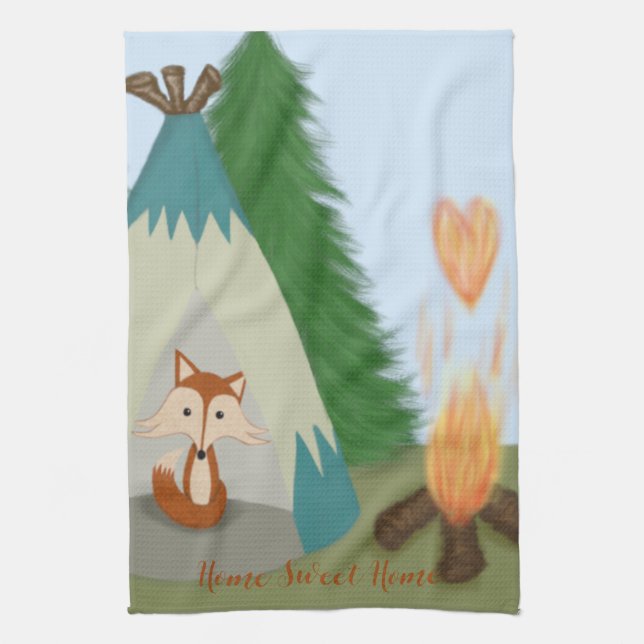 Cute Lone Fox Tea Towel (Vertical)