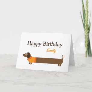 Cute Long Dachshund Illustration Card