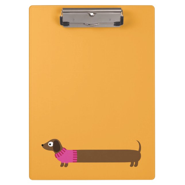 Cute Long Dachshund Illustration Clipboard (Front)