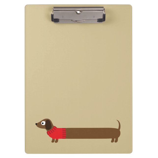 Cute Long Dachshund Illustration Clipboard (Front)