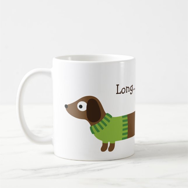 Cute Long Dachshund Illustration Coffee Mug (Left)