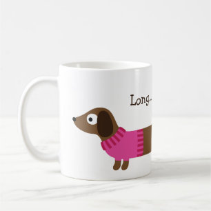 Cute Long Dachshund Illustration Coffee Mug