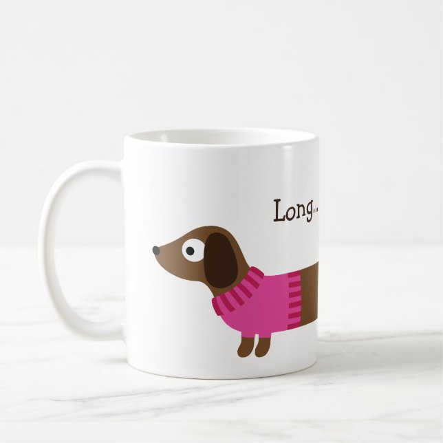 Cute Long Dachshund Illustration Coffee Mug (Left)