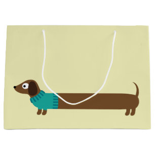 Cute Long Dachshund Illustration Large Gift Bag