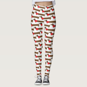 Cute Long Dachshund Illustration Leggings
