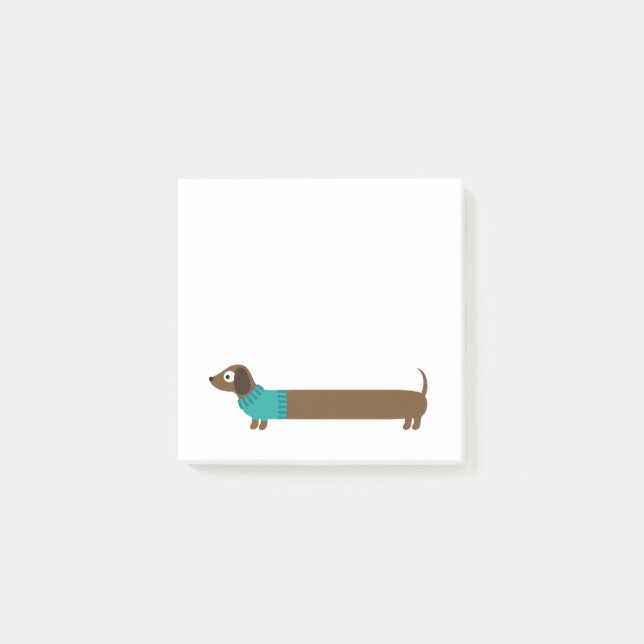 Cute Long Dachshund Illustration Post-it Notes (Front)