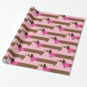 Cute Long Dachshund Illustration Wrapping Paper