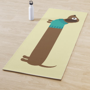 Cute Long Dachshund Illustration Yoga Mat