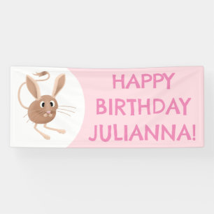 Cute long eared jerboa cartoon birthday banner