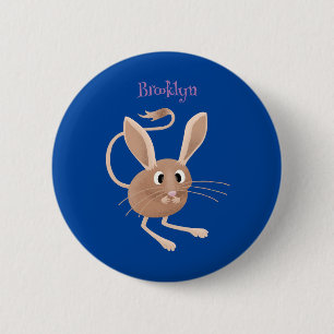 Cute long eared jerboa cartoon illustration 6 cm round badge