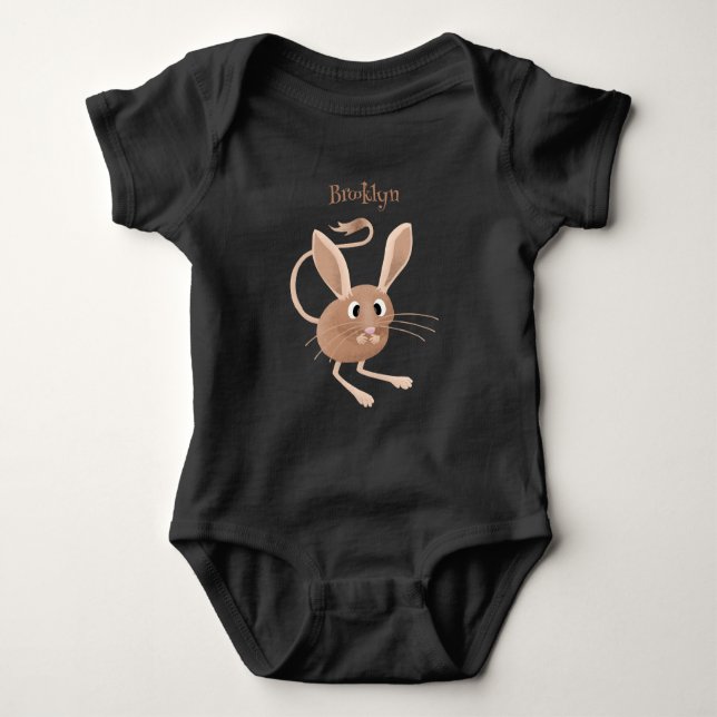 Cute long eared jerboa cartoon illustration baby bodysuit (Front)