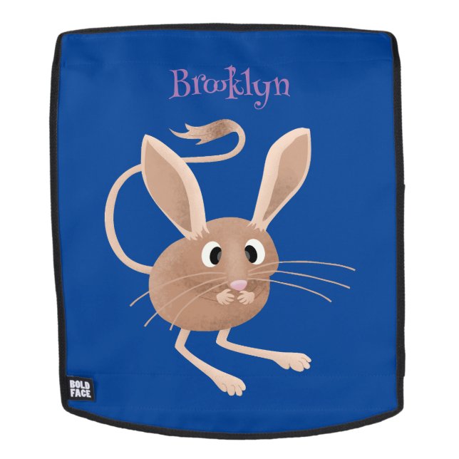 Cute long eared jerboa cartoon illustration backpack (Removable Face)