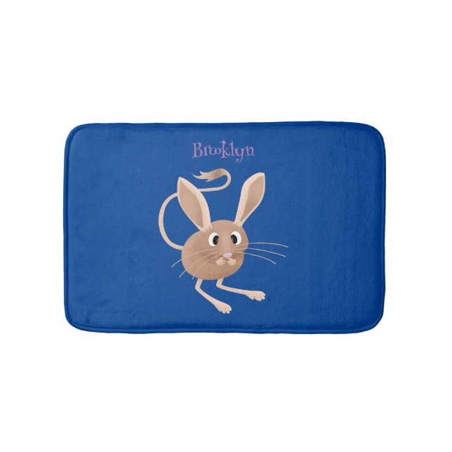 Cute long eared jerboa cartoon illustration bath mat (Front)