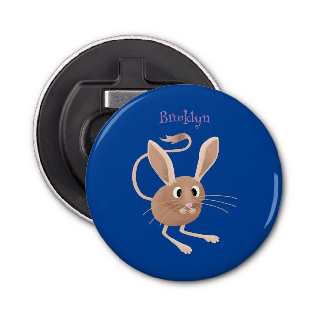 Cute long eared jerboa cartoon illustration bottle opener (Front)