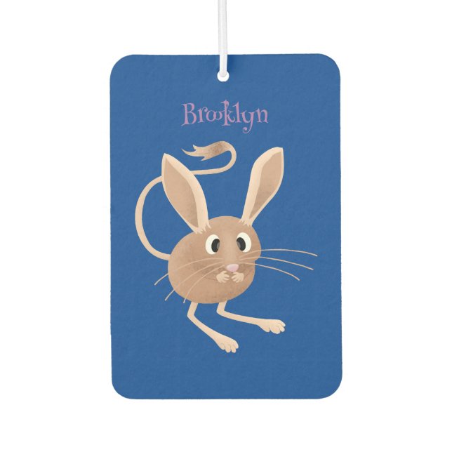 Cute long eared jerboa cartoon illustration car air freshener (Front)