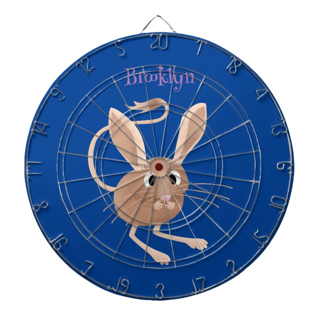 Cute long eared jerboa cartoon illustration dartboard (Front)