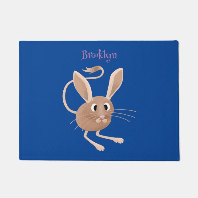 Cute long eared jerboa cartoon illustration doormat (Front)
