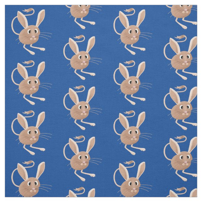 Cute long eared jerboa cartoon illustration fabric (Swatch)