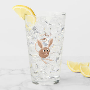 Cute long eared jerboa cartoon illustration glass