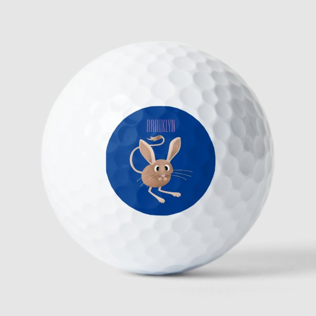 Cute long eared jerboa cartoon illustration golf balls (Front)