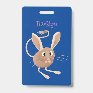 Cute long eared jerboa cartoon illustration ID badge