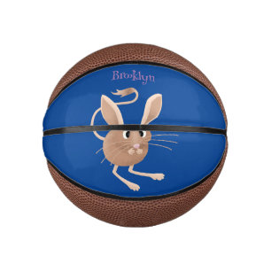 Cute long eared jerboa cartoon illustration mini basketball